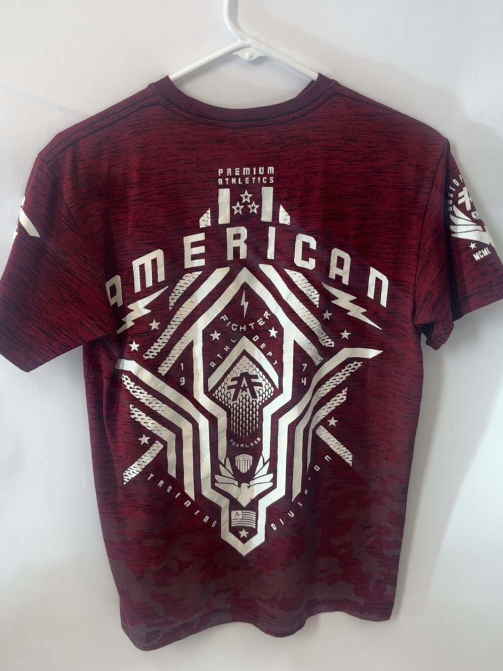 American Fighter Maroon Short Sleeve Graphic Tee with White Print